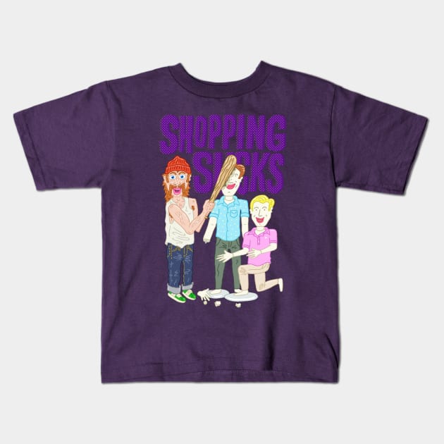 SHOPPING SUCKS Kids T-Shirt by andewhallart